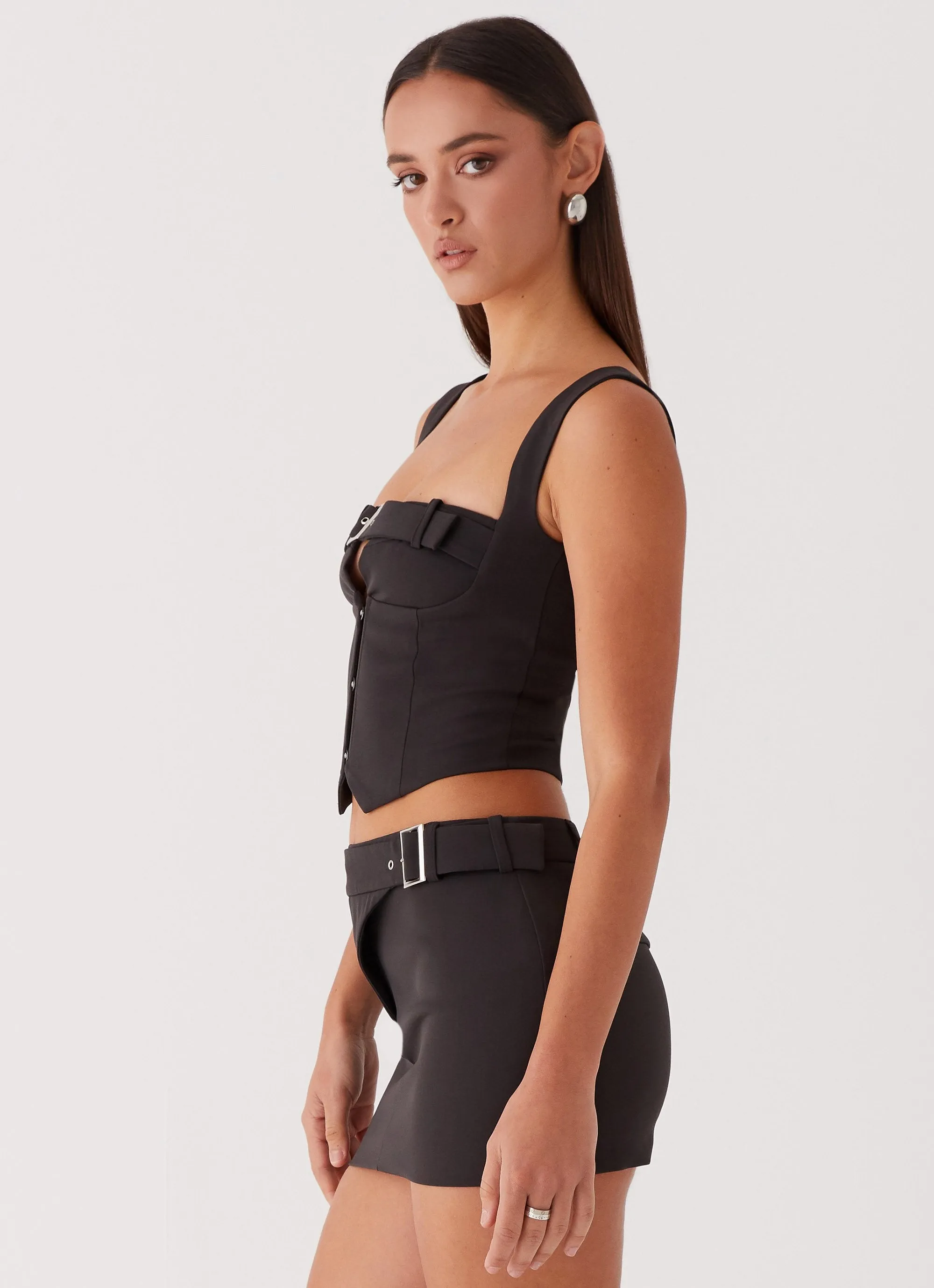City Mood Too Many Nights Belt Mini Skirt - Black