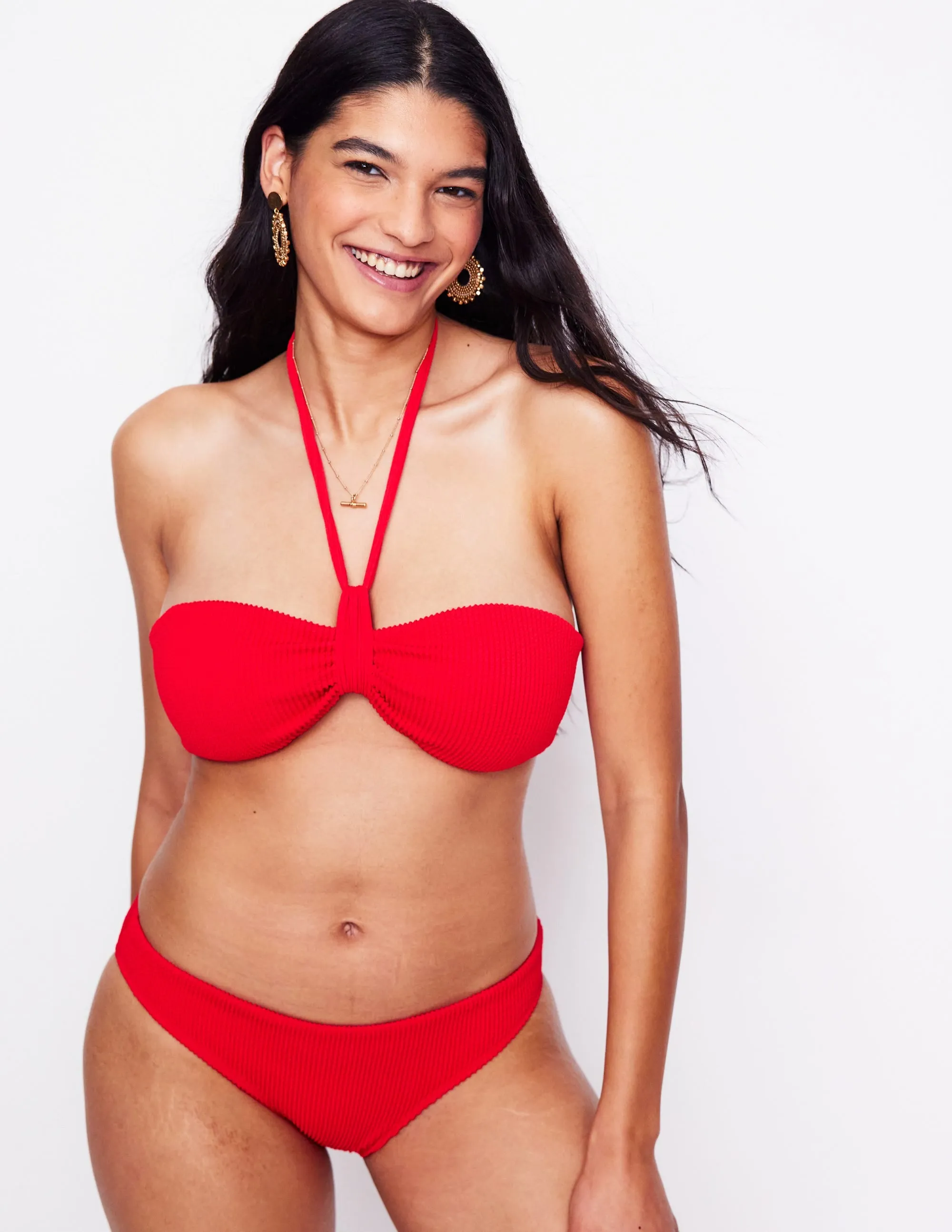 Crinkle Texture Bikini Top-Tulip Red Kids friendly Playful-Look