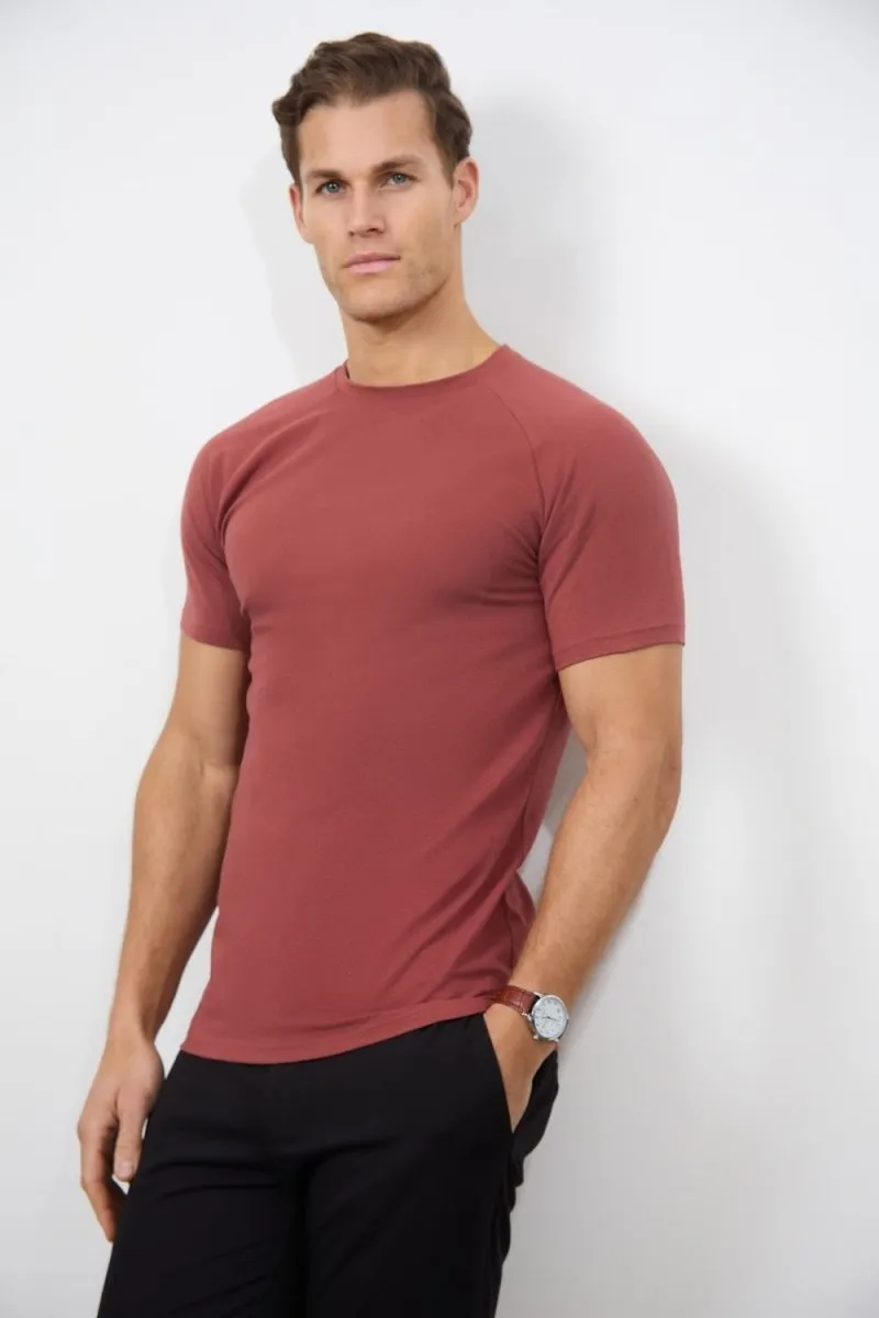 SunProtectionFabric 5 Pack Athletic Fit Crew Neck T-Shirt in Faded Terracotta/ Dusty Lilac/ Blue/ Sage/ Sand