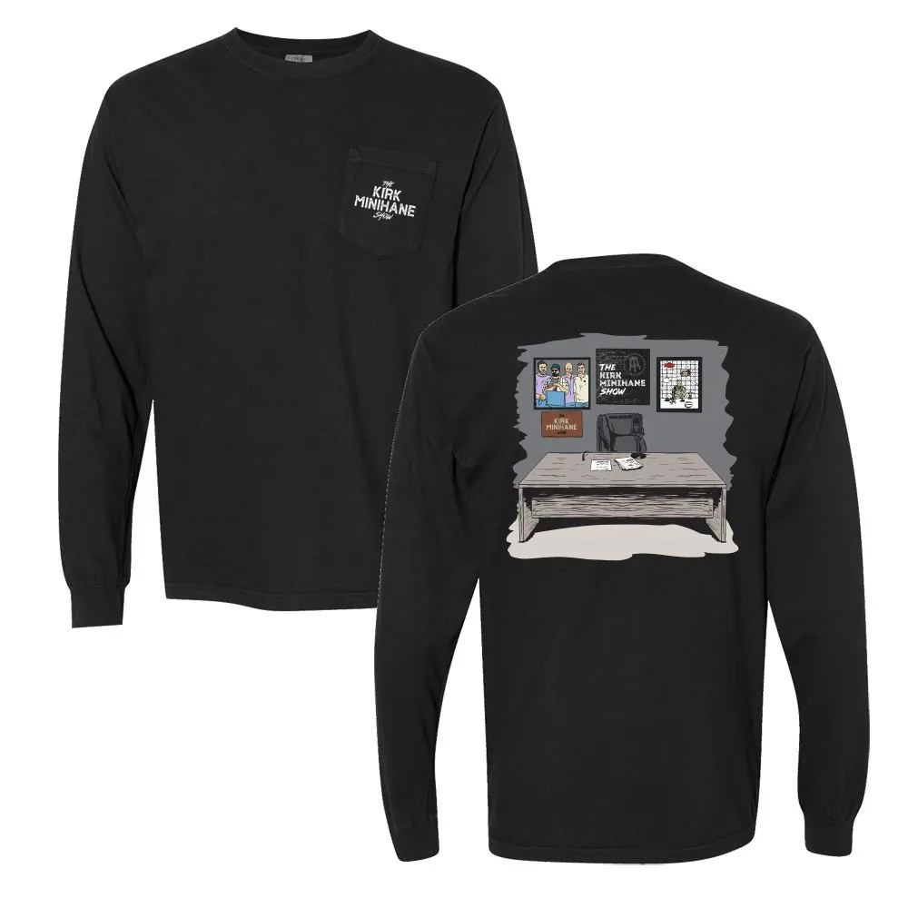 The Kirk Minihane Show Studio Long Sleeve Pocket Tee Perfect for Travel family gathering