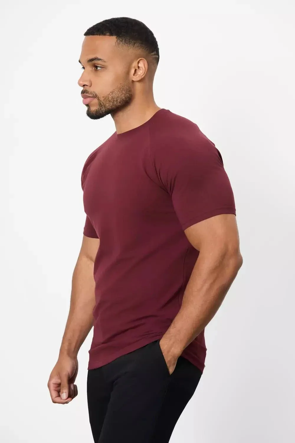 Trendy Tops Athletic Fit T-Shirt in Burgundy