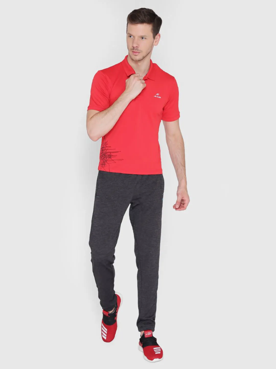 Eco Friendly Dye Premium Cotton Alcis Men Red Running Polo T-Shirt