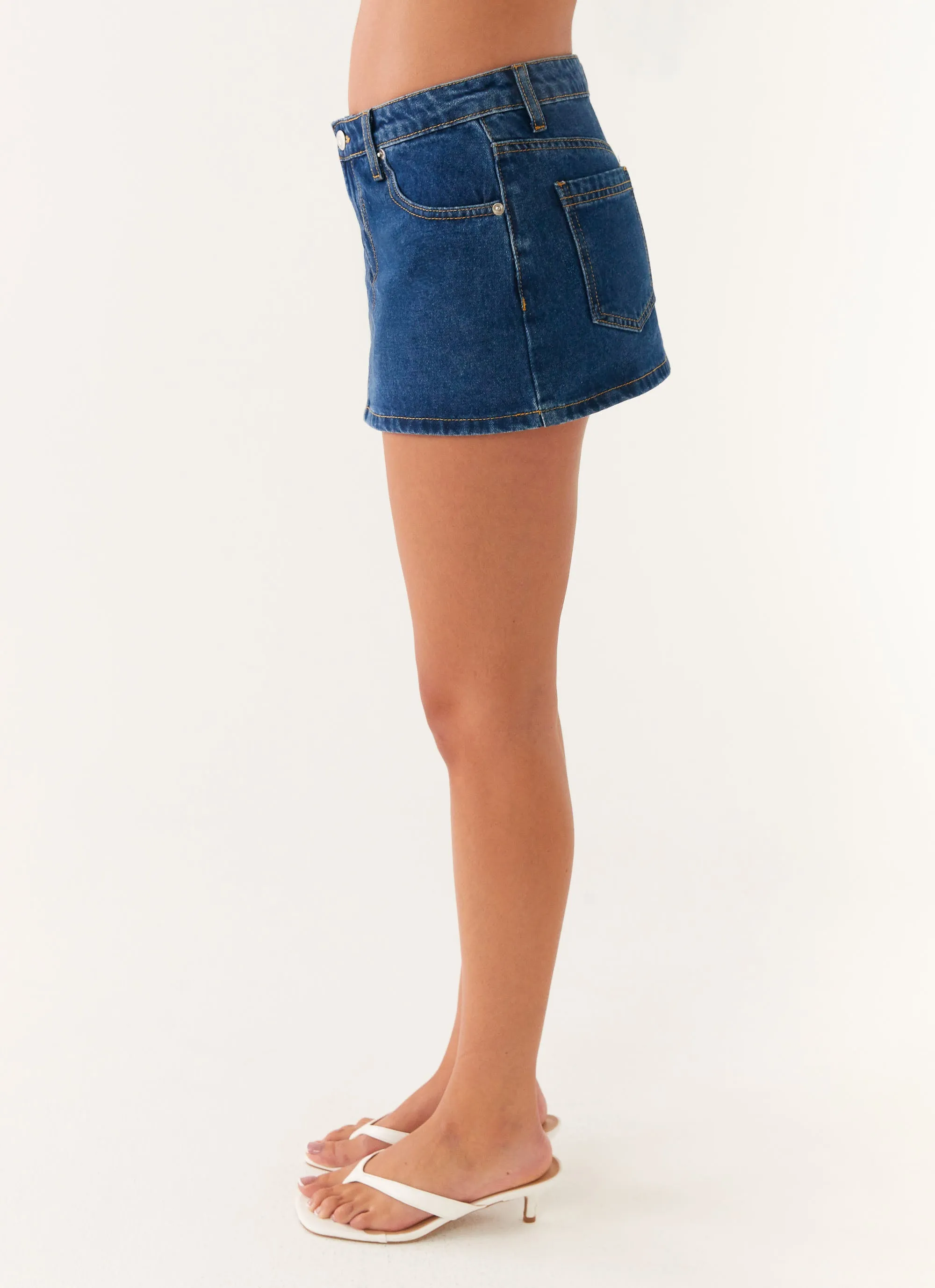 Maysa Low Rise Mini Skirt - Dark Blue Lightweight Indoor Event