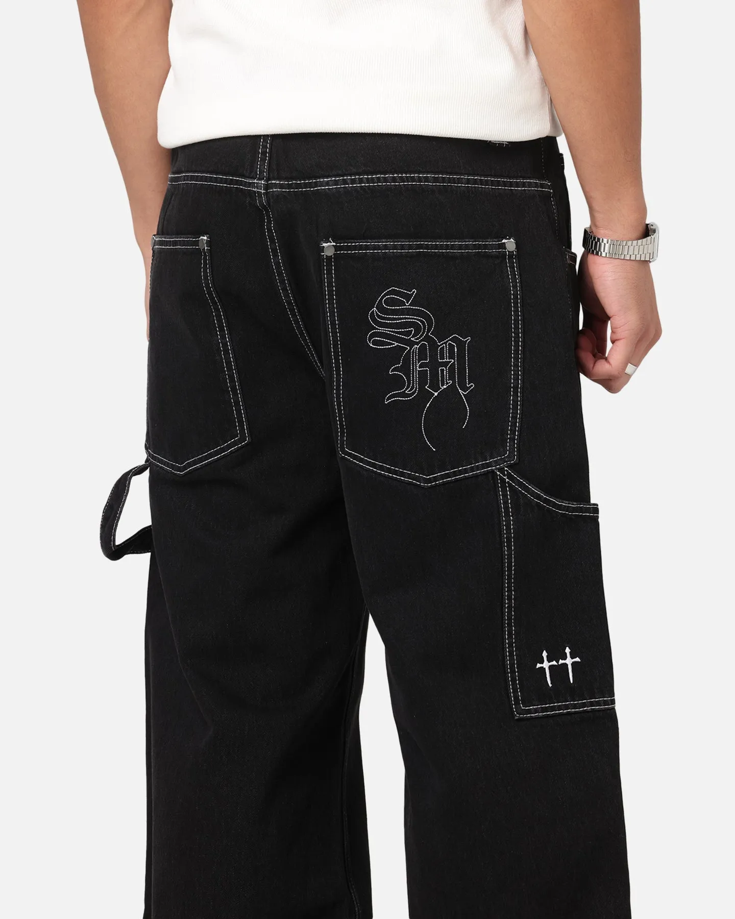 Saint Morta Amplus Fray Carpenter Jeans Contrast Black Built For Life Street Ready