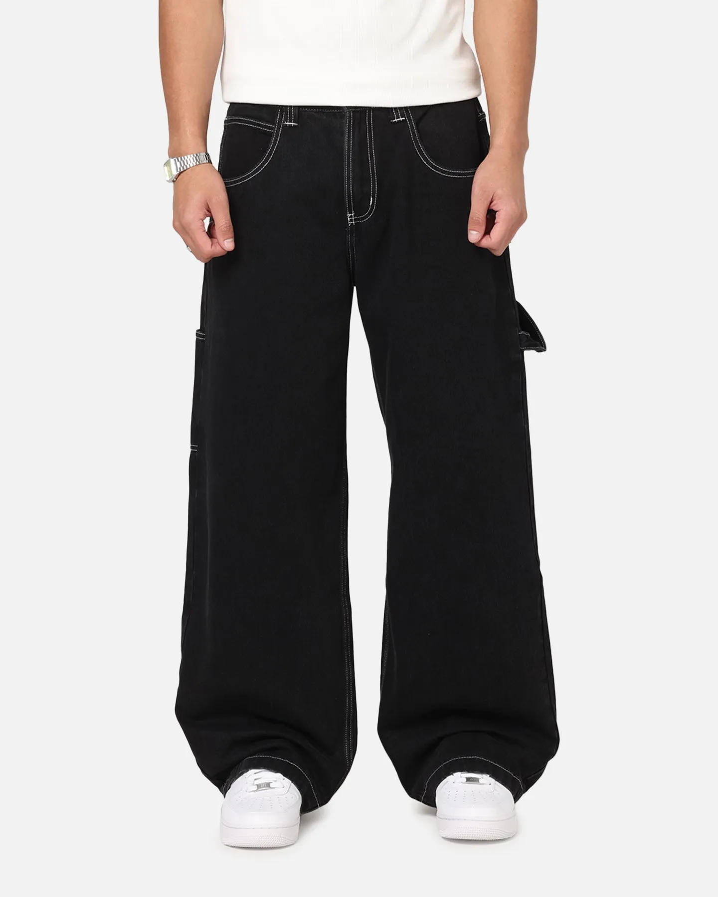 Saint Morta Amplus Fray Carpenter Jeans Contrast Black Fashion Lover Youth Style Smooth