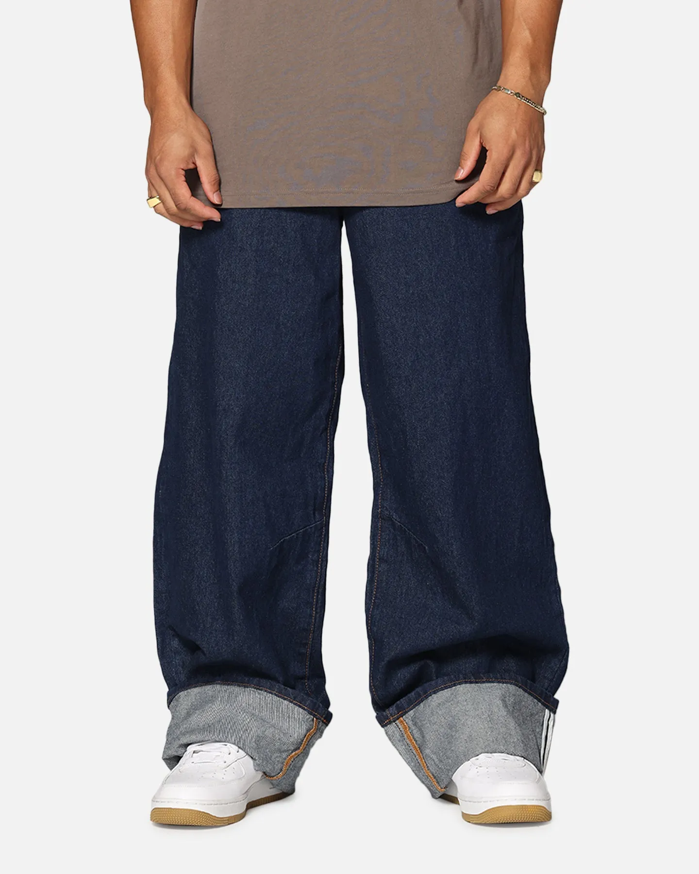 Saint Morta Amplus Selvedge Cuffed Jeans Indigo/Tan All Day Wear Pre Shrunk Material