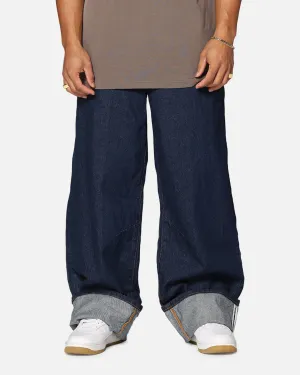 Saint Morta Amplus Selvedge Cuffed Jeans Indigo/Tan All Day Wear Pre Shrunk Material