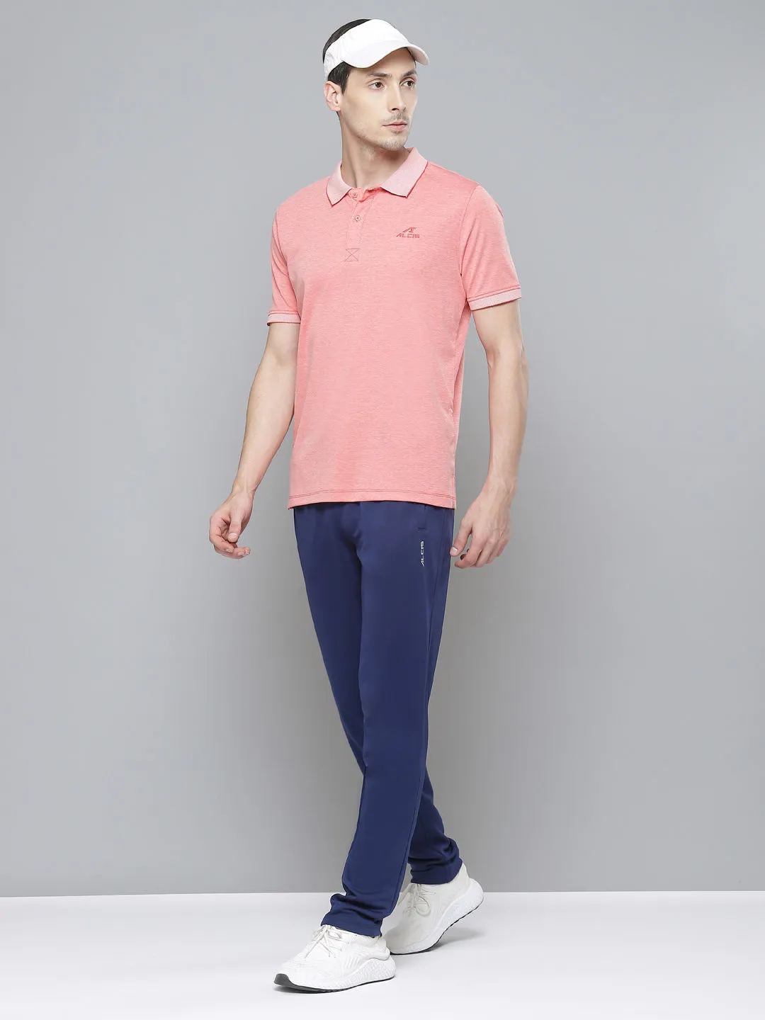 SnagProof Material Alcis Men Peach-Coloured Solid Polo Collar T-shirt