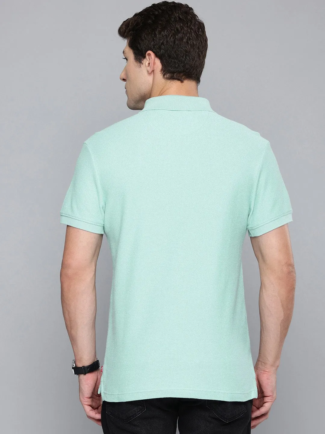 Men's Textured Slim Fit Polo T-Shirt Breathable Jersey
