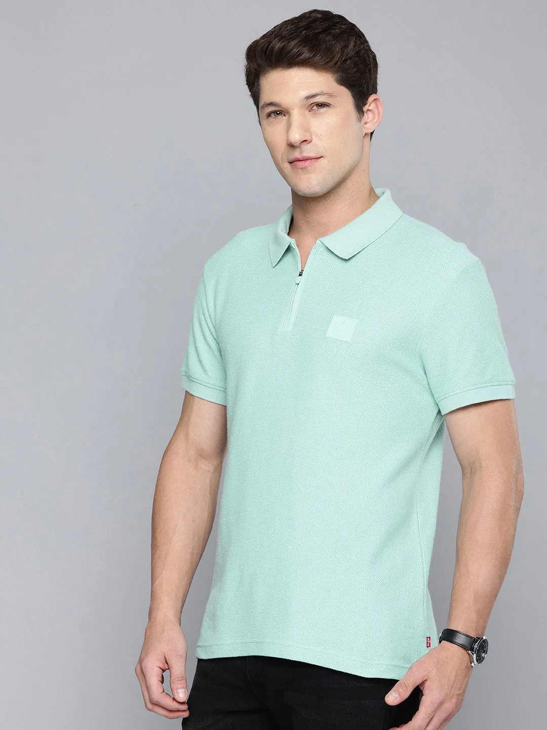 Recycled Polyester Mix Men's Textured Slim Fit Polo T-Shirt