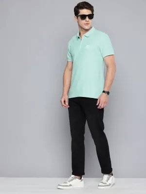 Men's Textured Slim Fit Polo T-Shirt Herringbone Texture Unstructured Silhouette