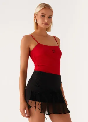 Drapey Fabric Feminine Vibe Siobhan Tie Side Mini Skirt - Black