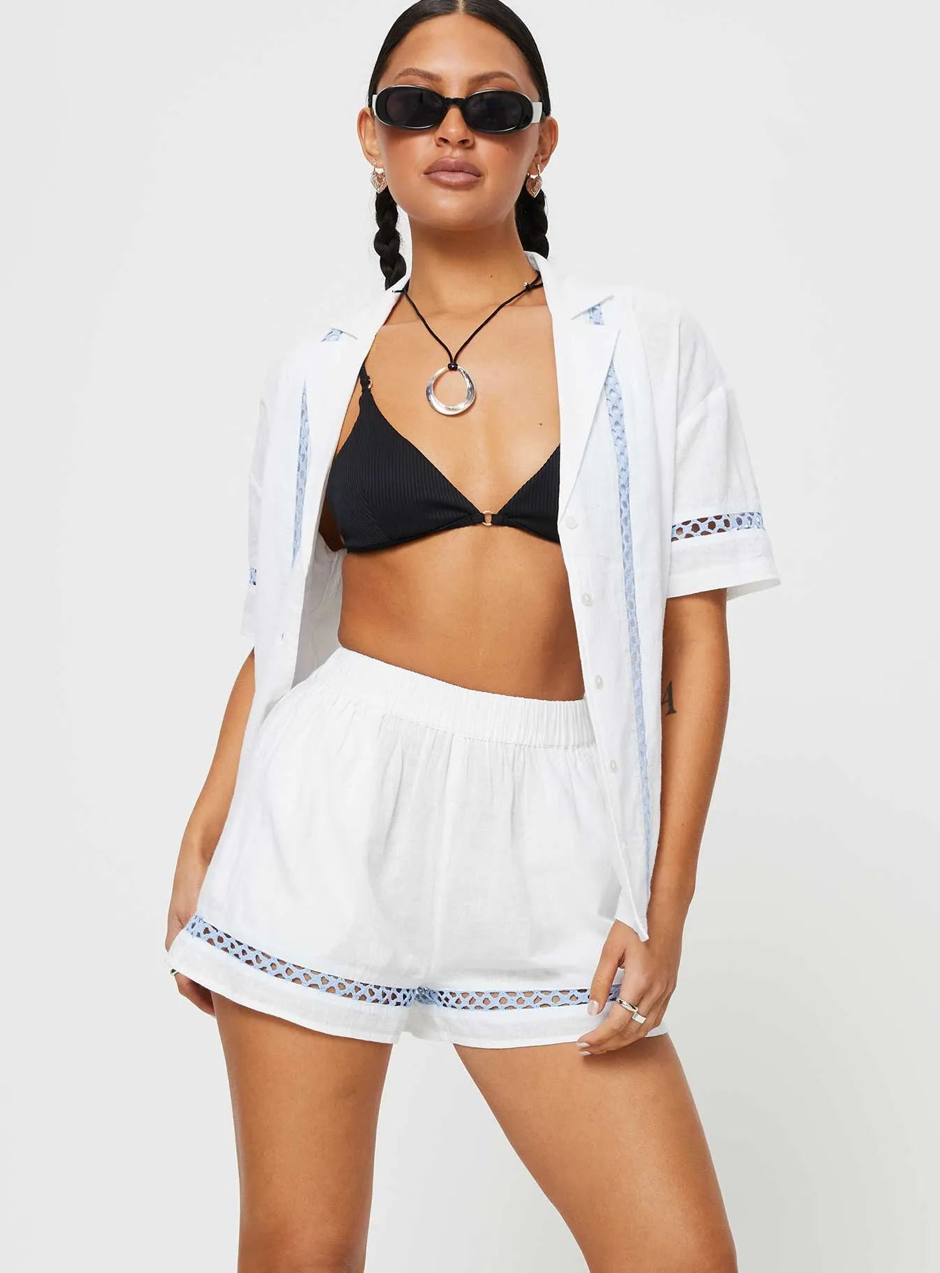 QuickReleaseClosures Antistatic Sun Time Shorts White / Blue