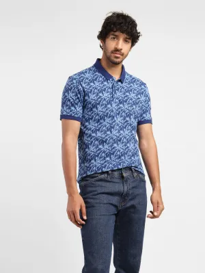 Men's Tropical Print Polo T-shirt Breathable Cotton Blend Classic Neckline