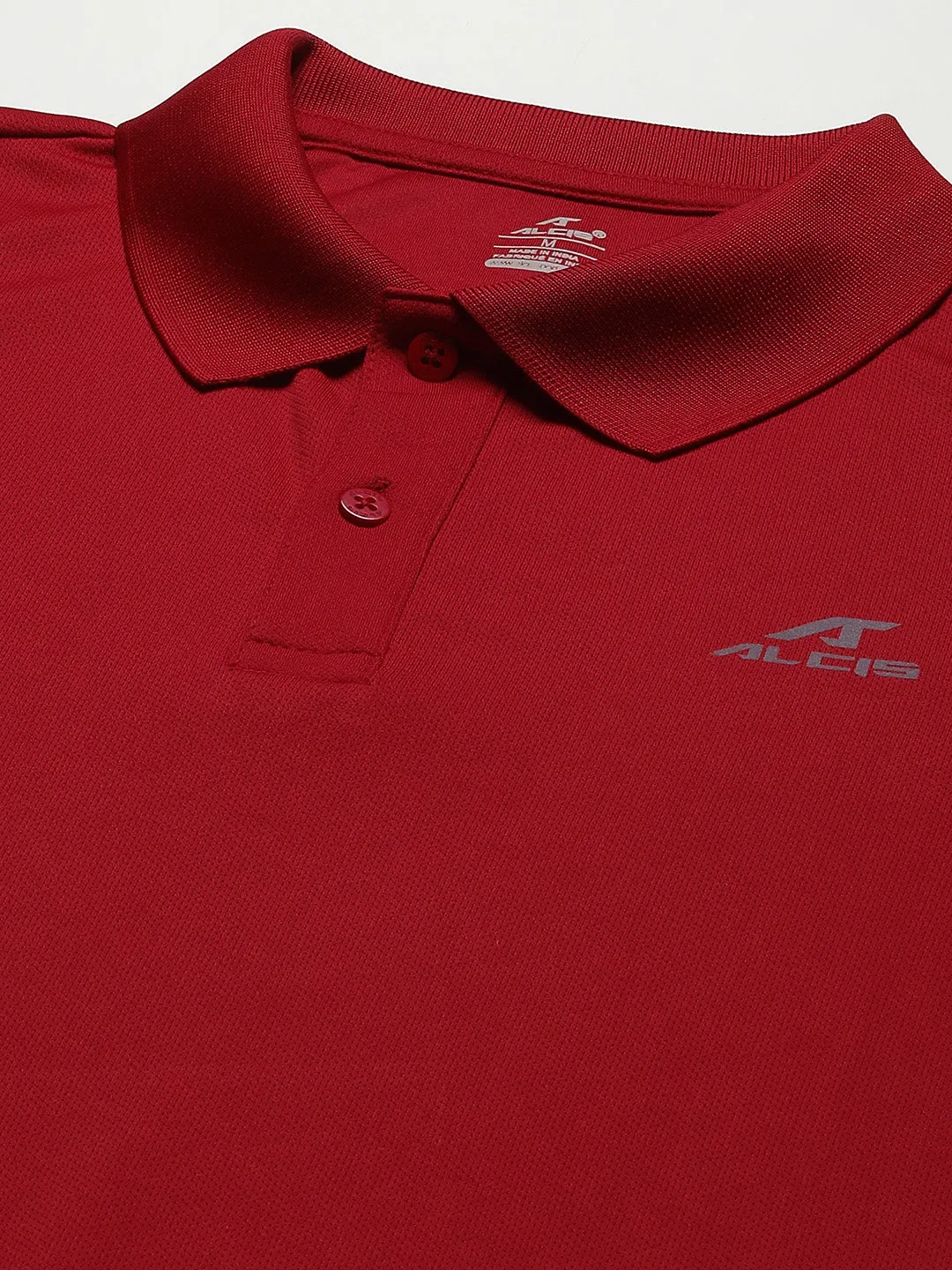 Colorfast Dye Process Alcis Men Maroon Solid Polo Collar Slim Fit Wonder T-shirt