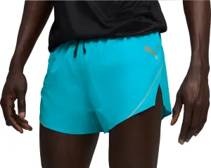 Flexible Waistband Midweight Texture Puma Raceday Ultraweave 3 Inch Split Mens Running Shorts - Blue