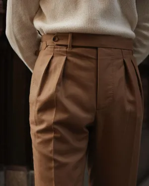 Functional Style VBC: Sand Woolen Flannel High Rise Pant