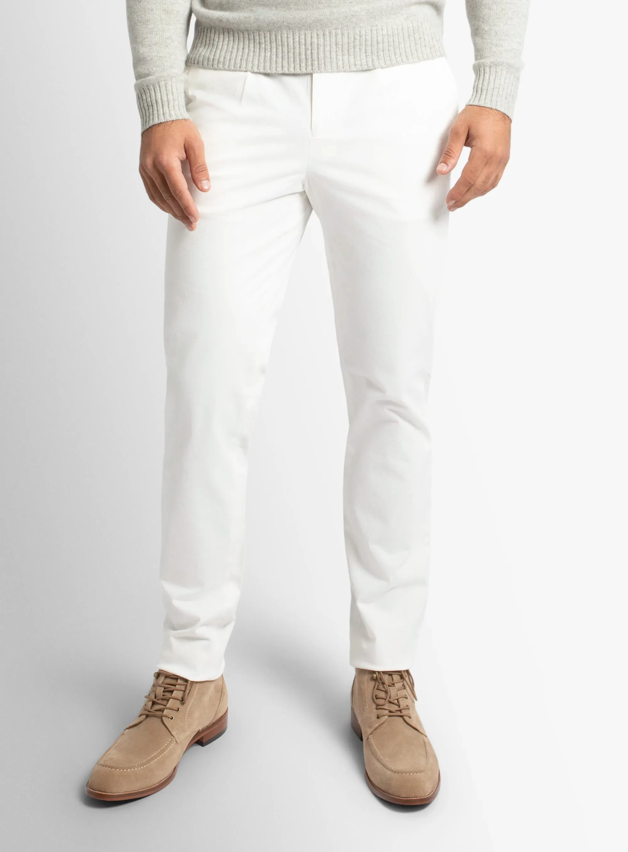 Carmine Ecru White Chino Pants Relaxed Wearable Tapered ankle