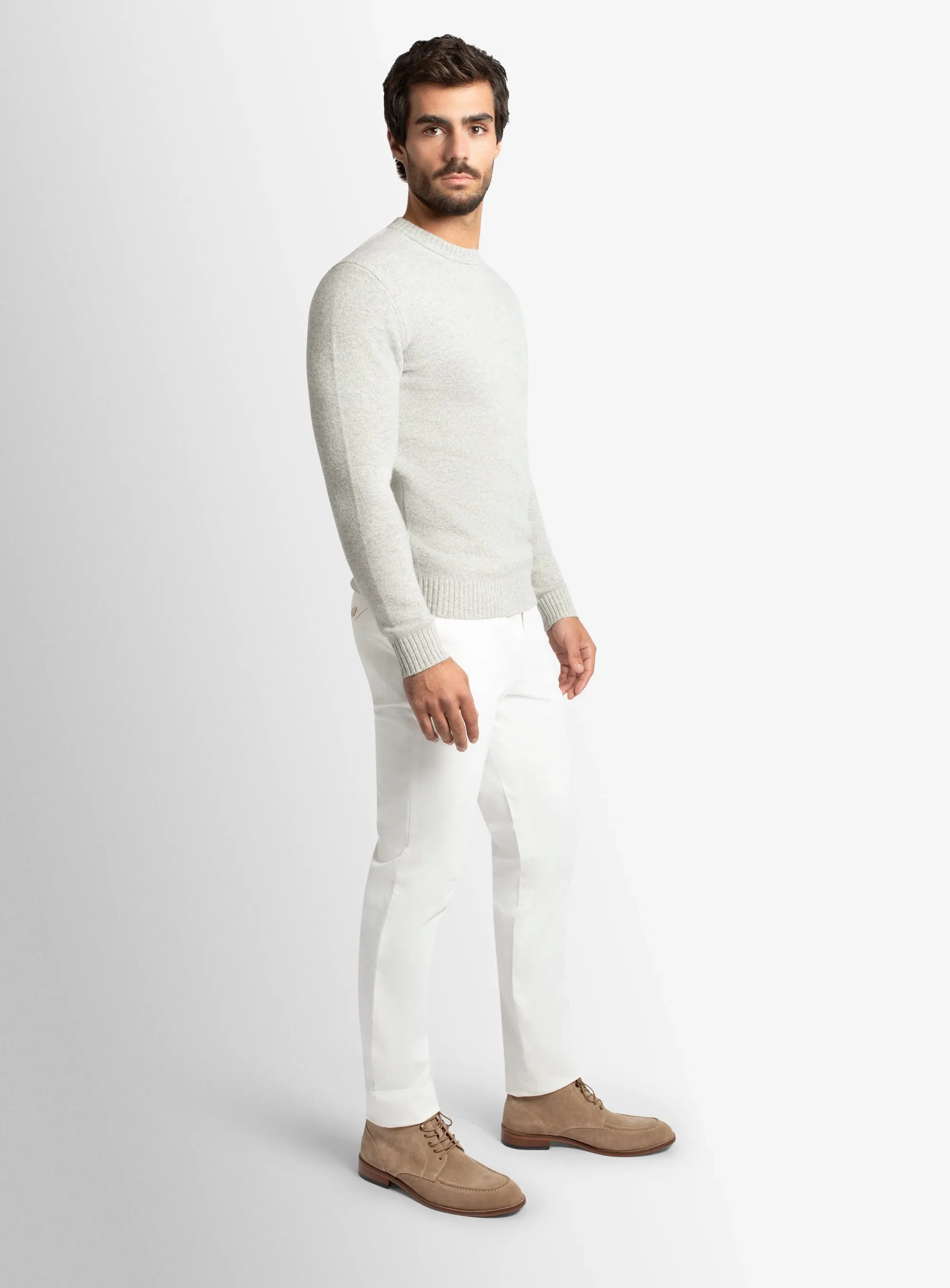 Trendy Waist Carmine Ecru White Chino Pants