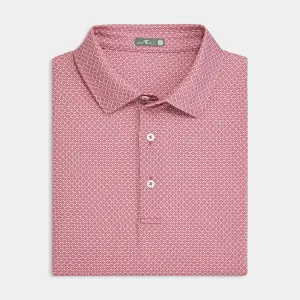 Dimensional Stability Weave Matte Surface Texture Garnet Diamond Lattice Printed Performance Polo