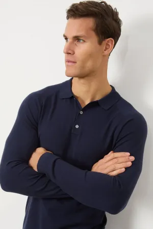 Knitted Polo Shirt in Denim Breathable mesh lining