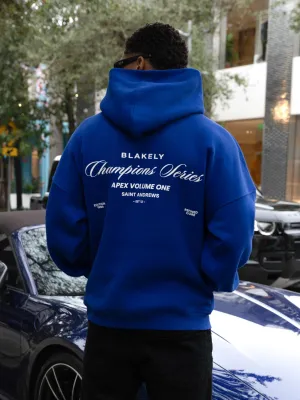 Drop Shoulder Design Champions Relaxed Hoodie - Cobalt Blue