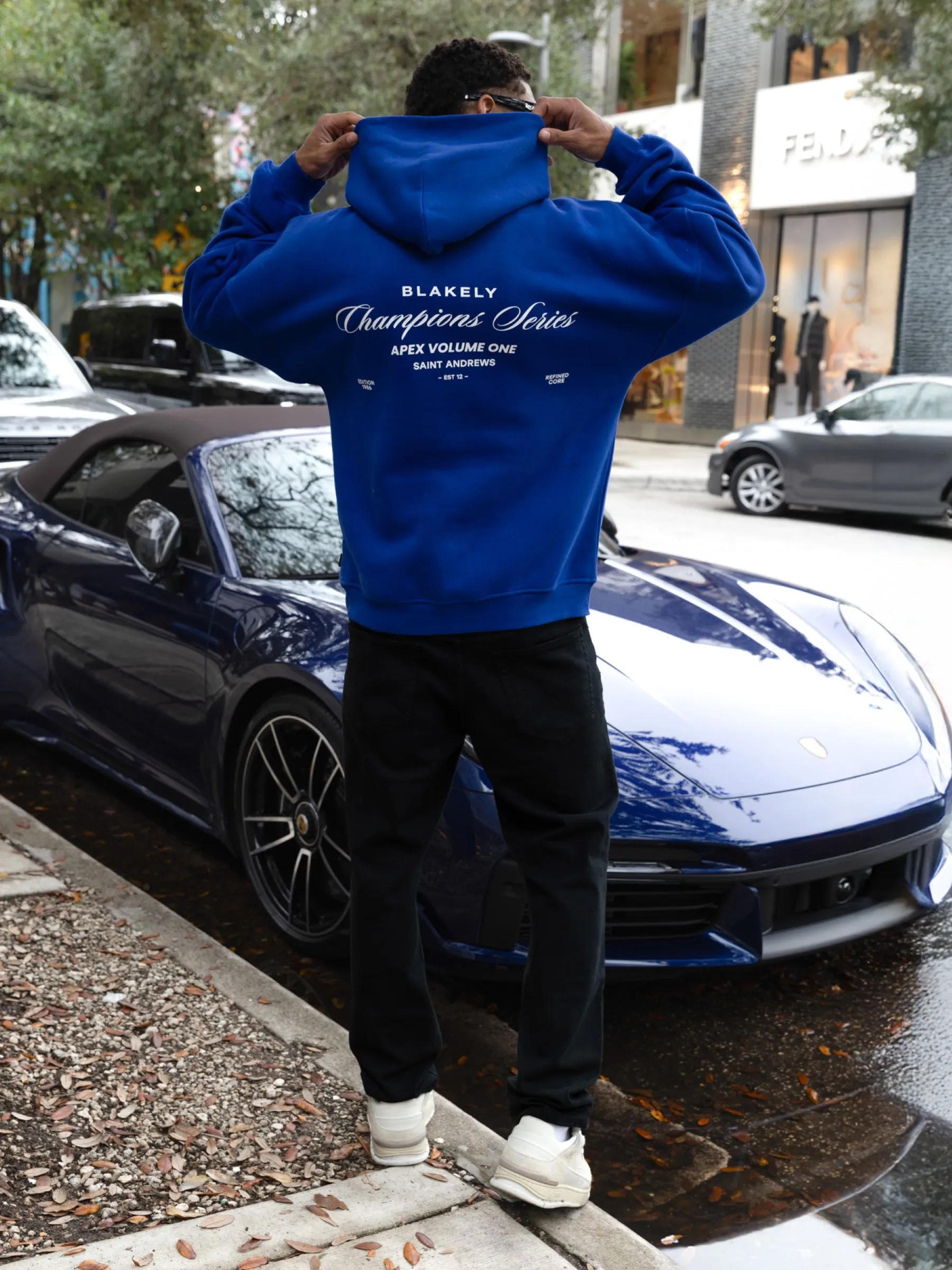 Ivy League style Champions Relaxed Hoodie - Cobalt Blue