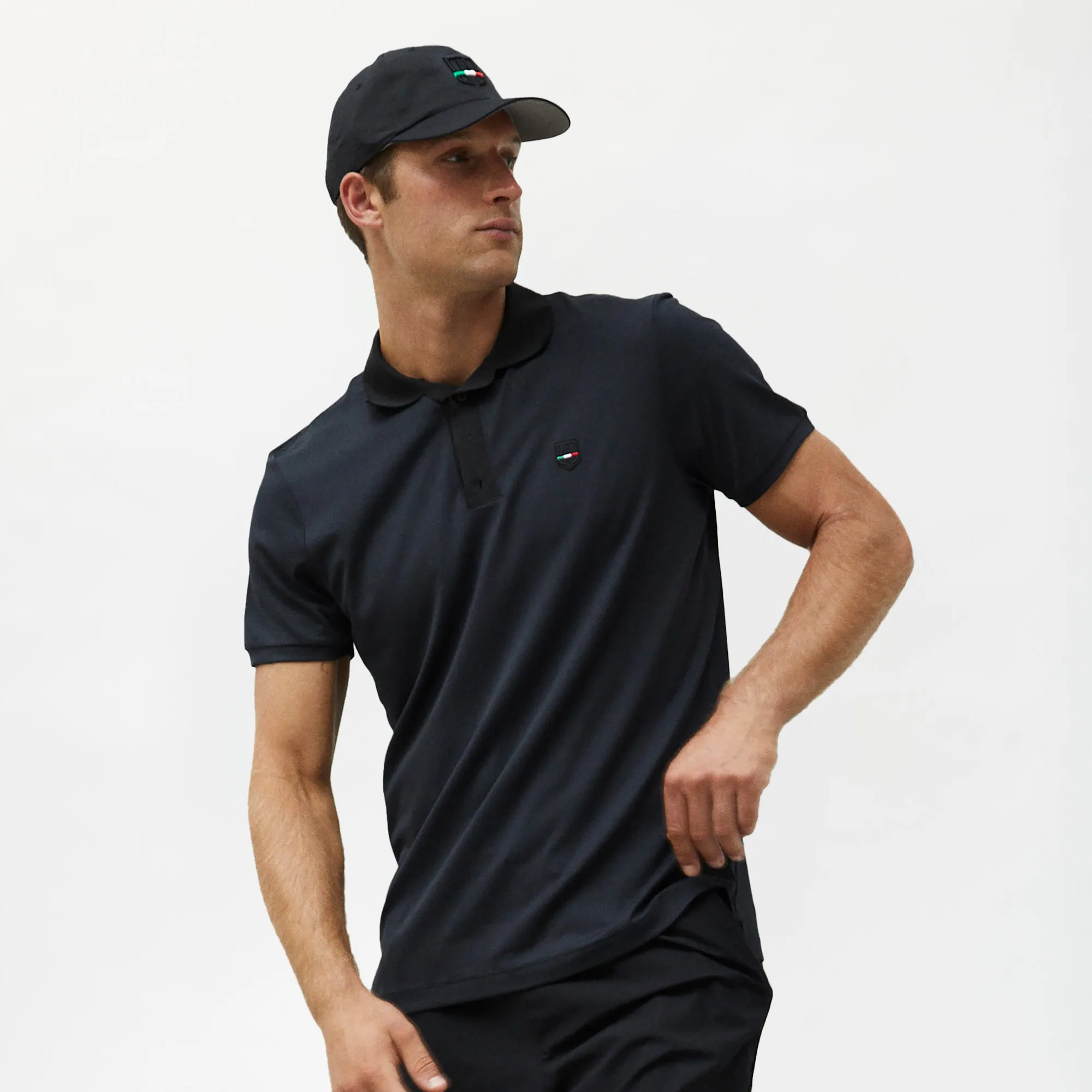 slim fit ComfortStretch Collar Retro III Polo - Nero