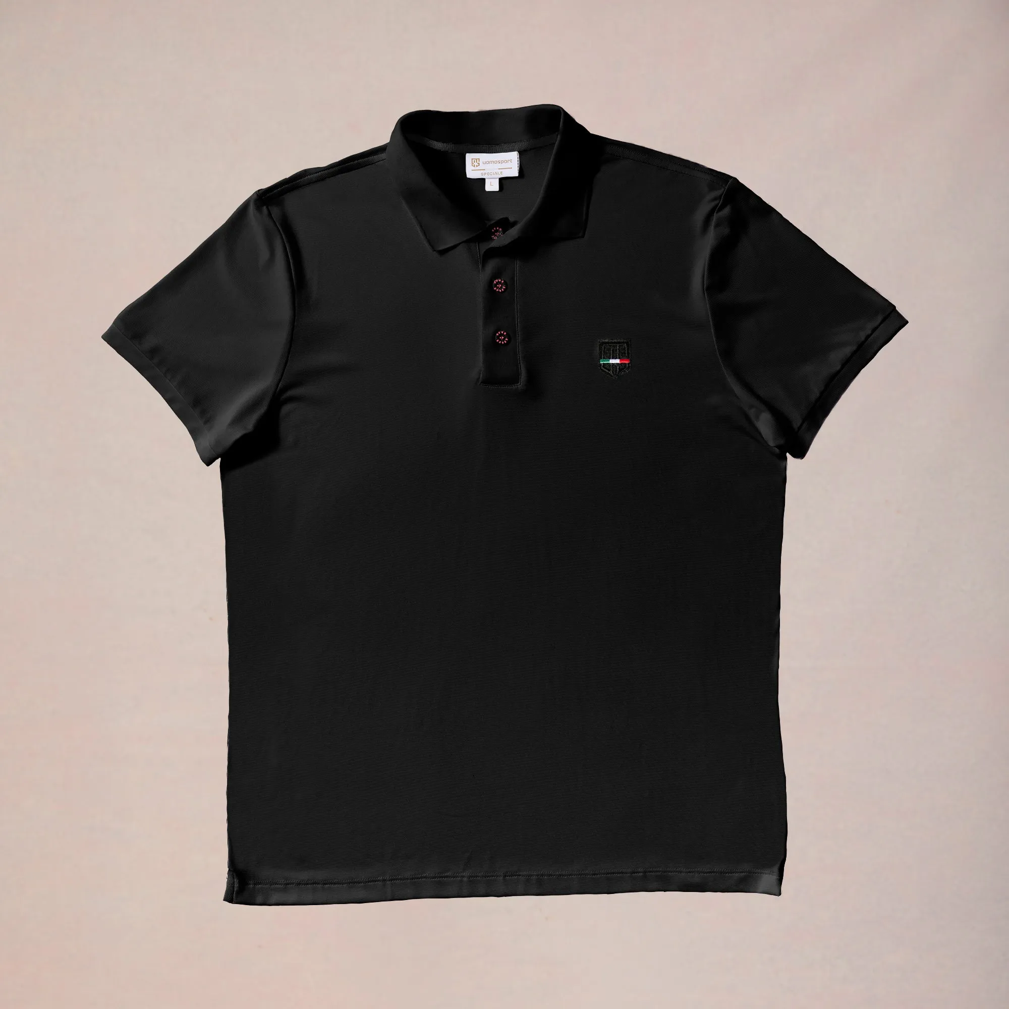 Reinforced Shoulders LowProfile Seam Tape Retro III Polo - Nero