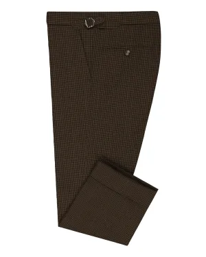 Drapers Tobacco Brown Micro Houndstooth Pants Light Fabric Casual Comfort Look