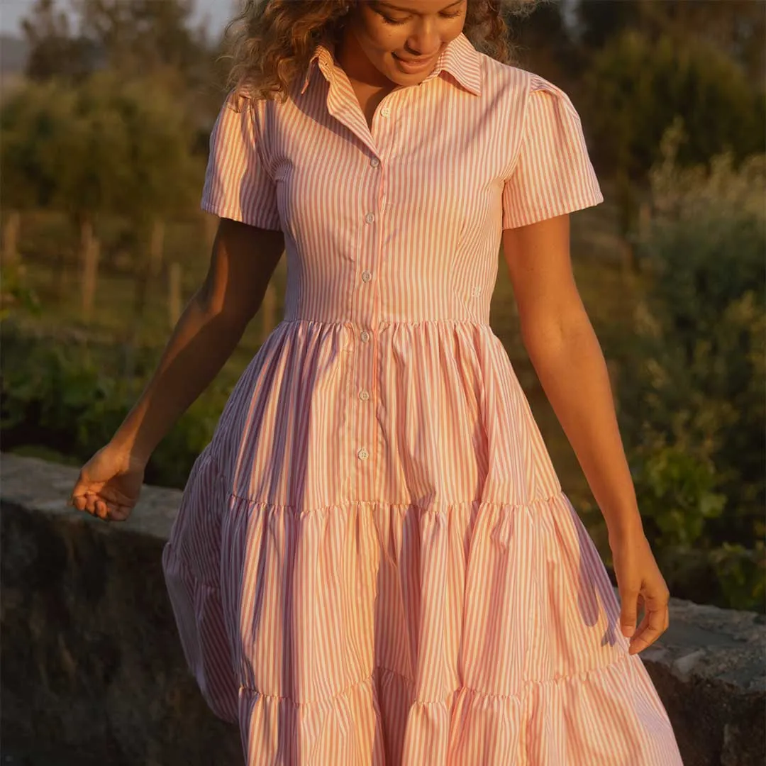 Arroyo Dress, Pink Stripe Sharp Line