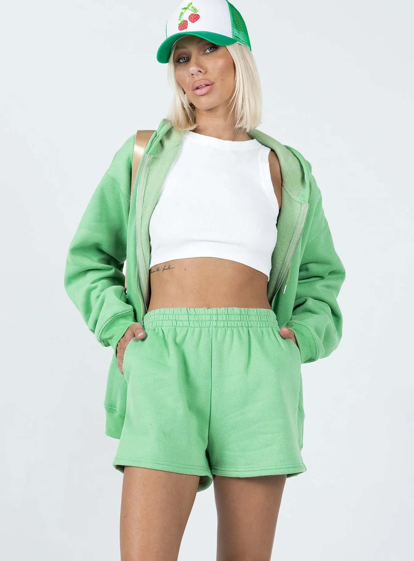 Barclay Track Shorts Green Web Glow