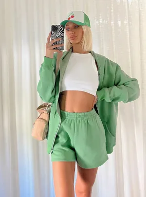 Barclay Track Shorts Green RollUp Sleeves Lake Glow