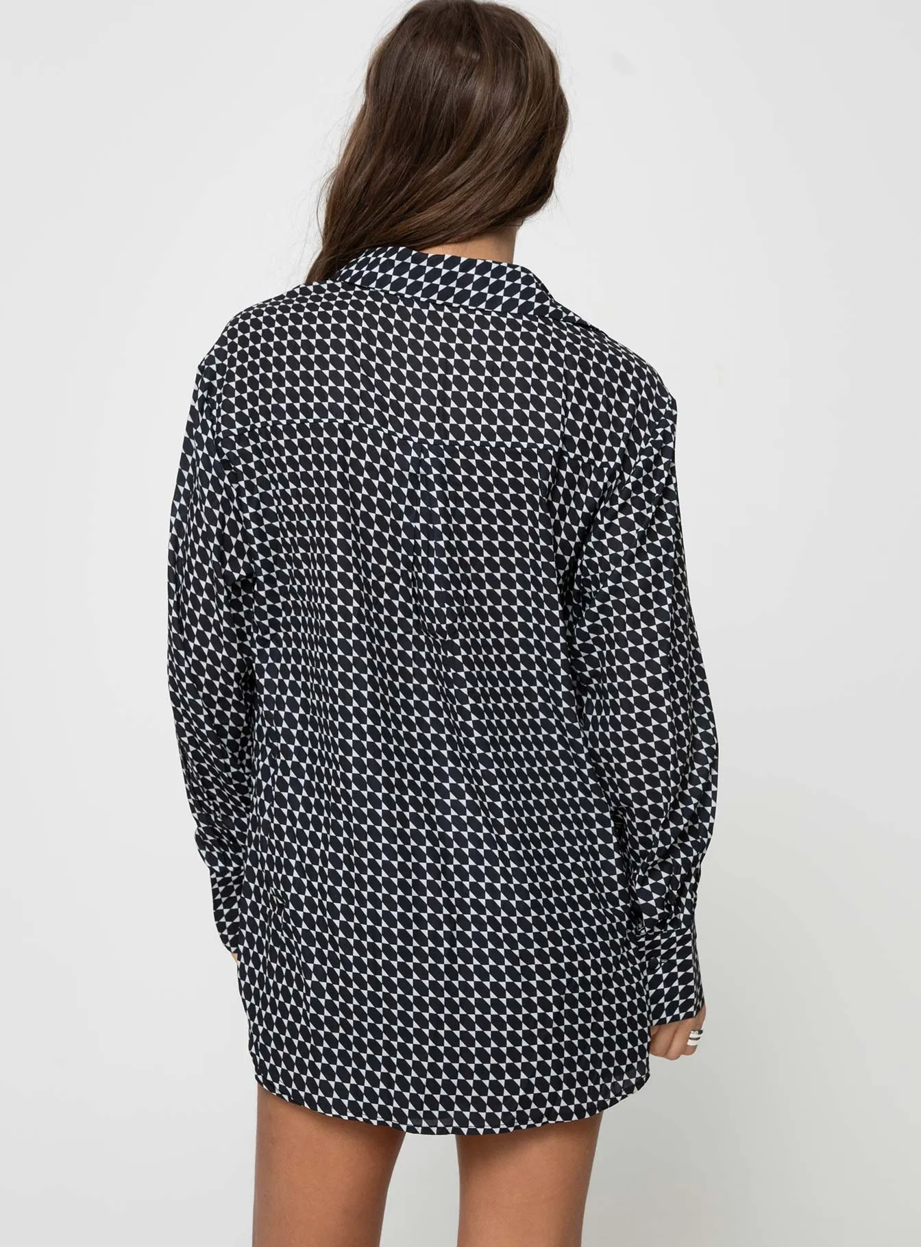 DoubleLayered Raw Linen Mareena Geo Set Black / White