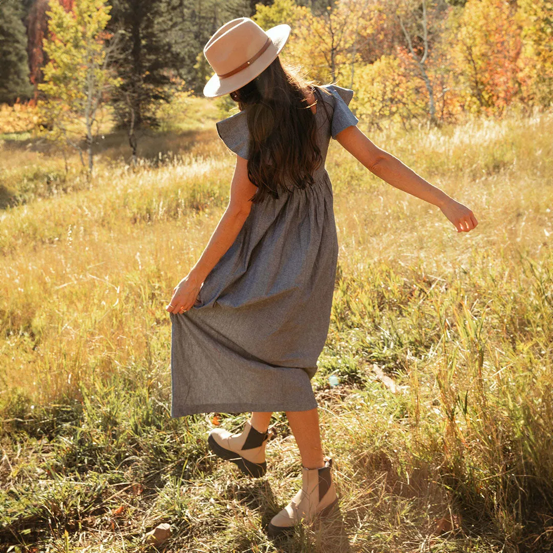 Gentle Glow Hailey Maxi Dress, Black Chambray