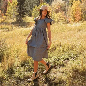 Hailey Maxi Dress, Black Chambray Shoot Mood