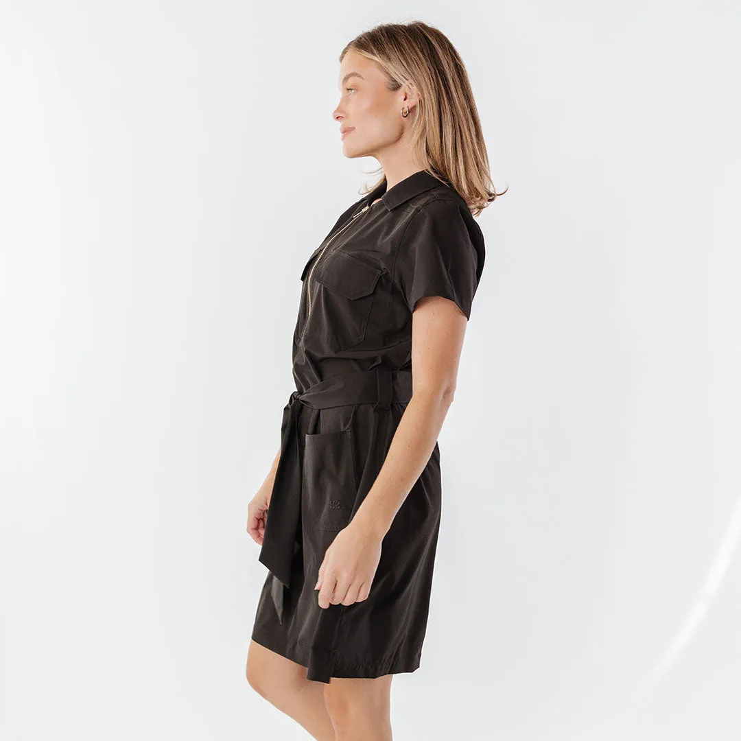 Lightweight Material Vineyard Dress, Black