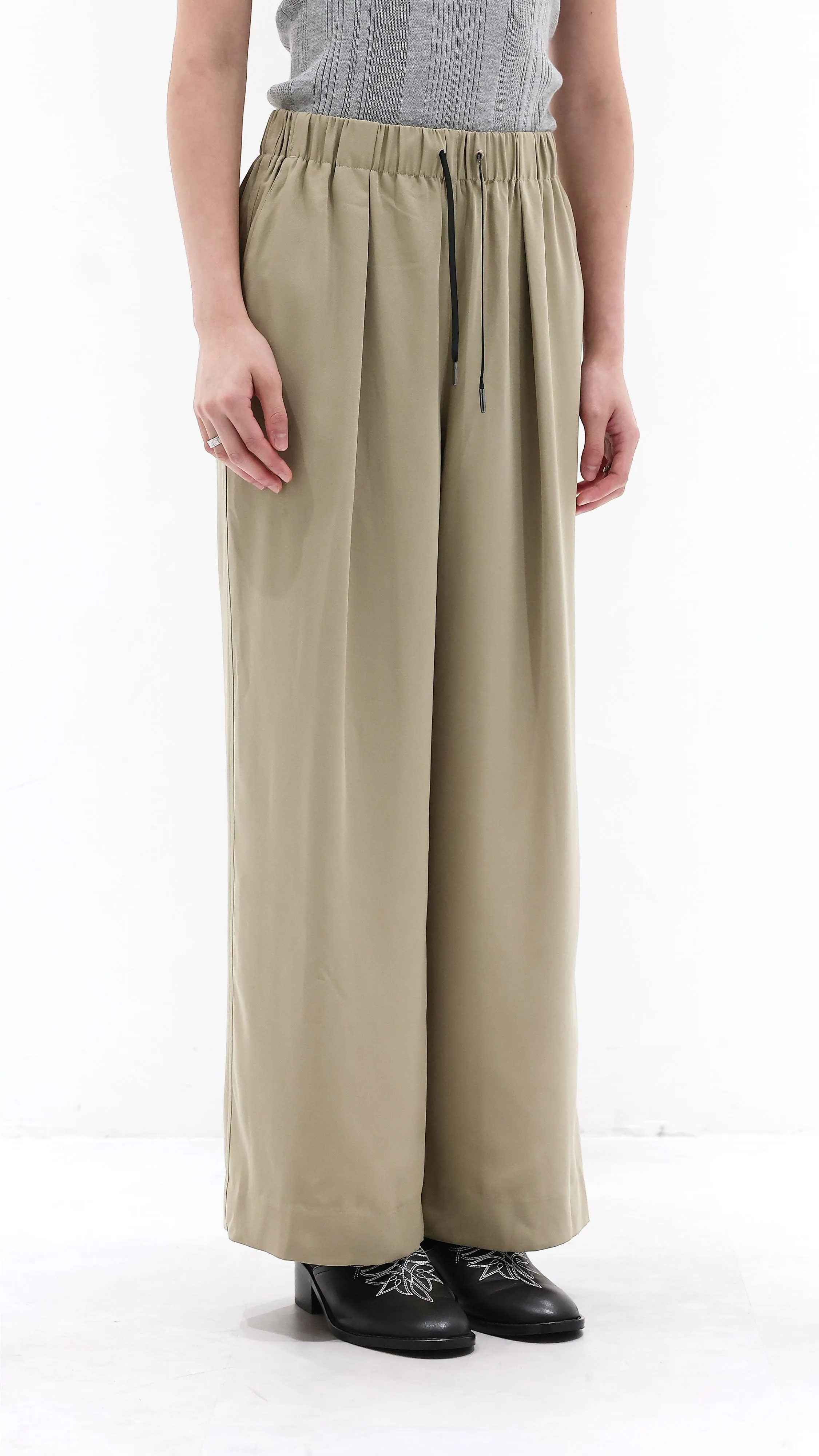 QuickDry Construction Wide-Leg Drawstring Pants