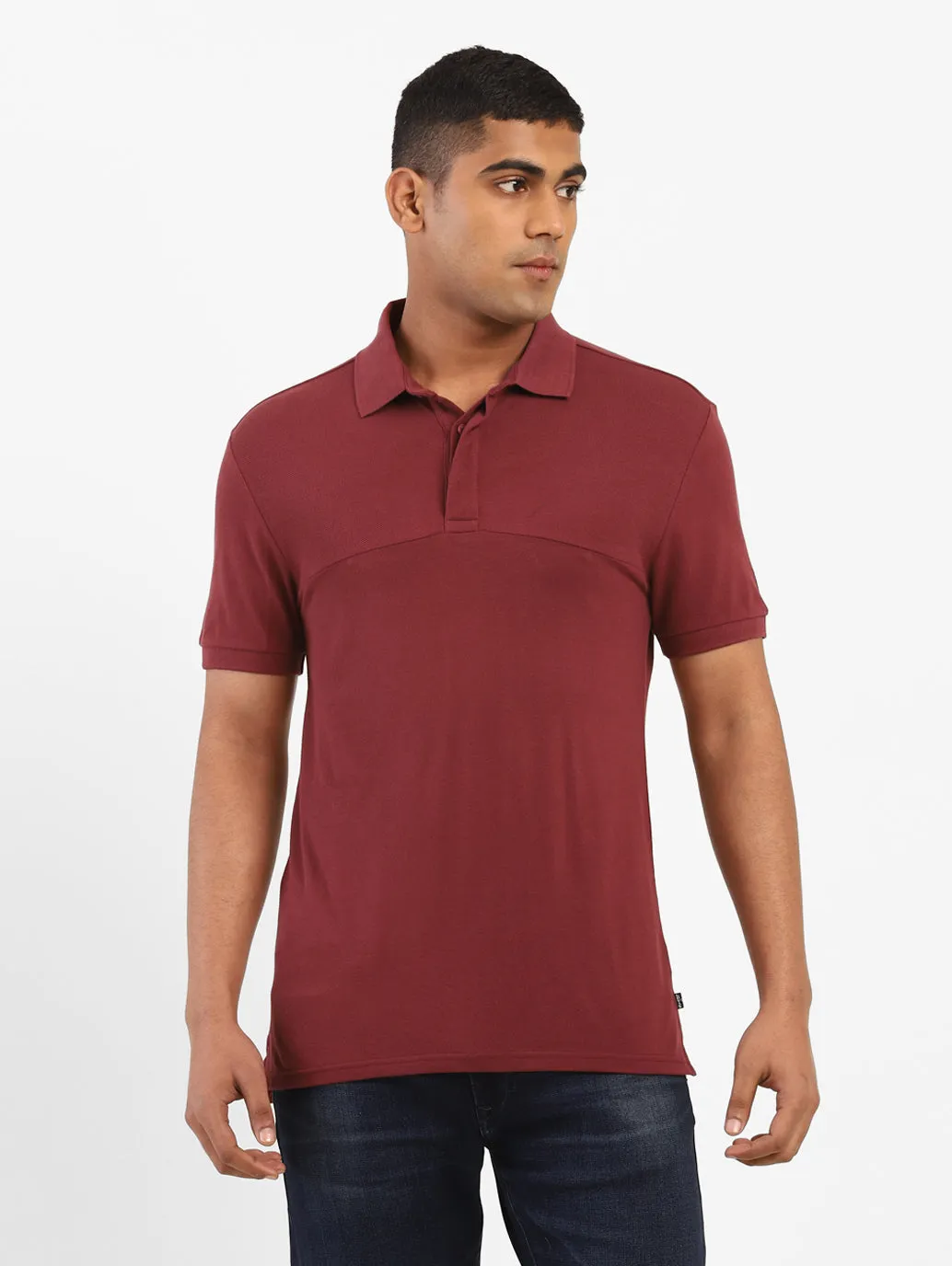 Men's Solid Polo T-shirt TemperatureRegulating Layer Mesh Lined Back