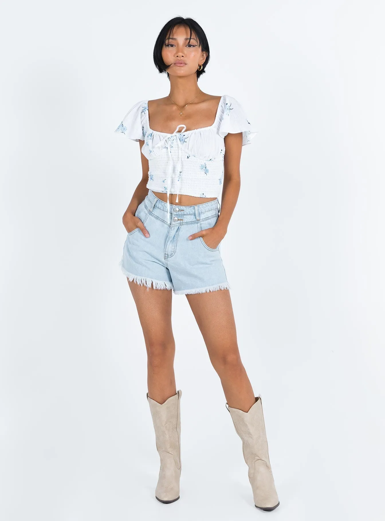 Doughty Shorts Light Wash Denim AntiStatic Cloth