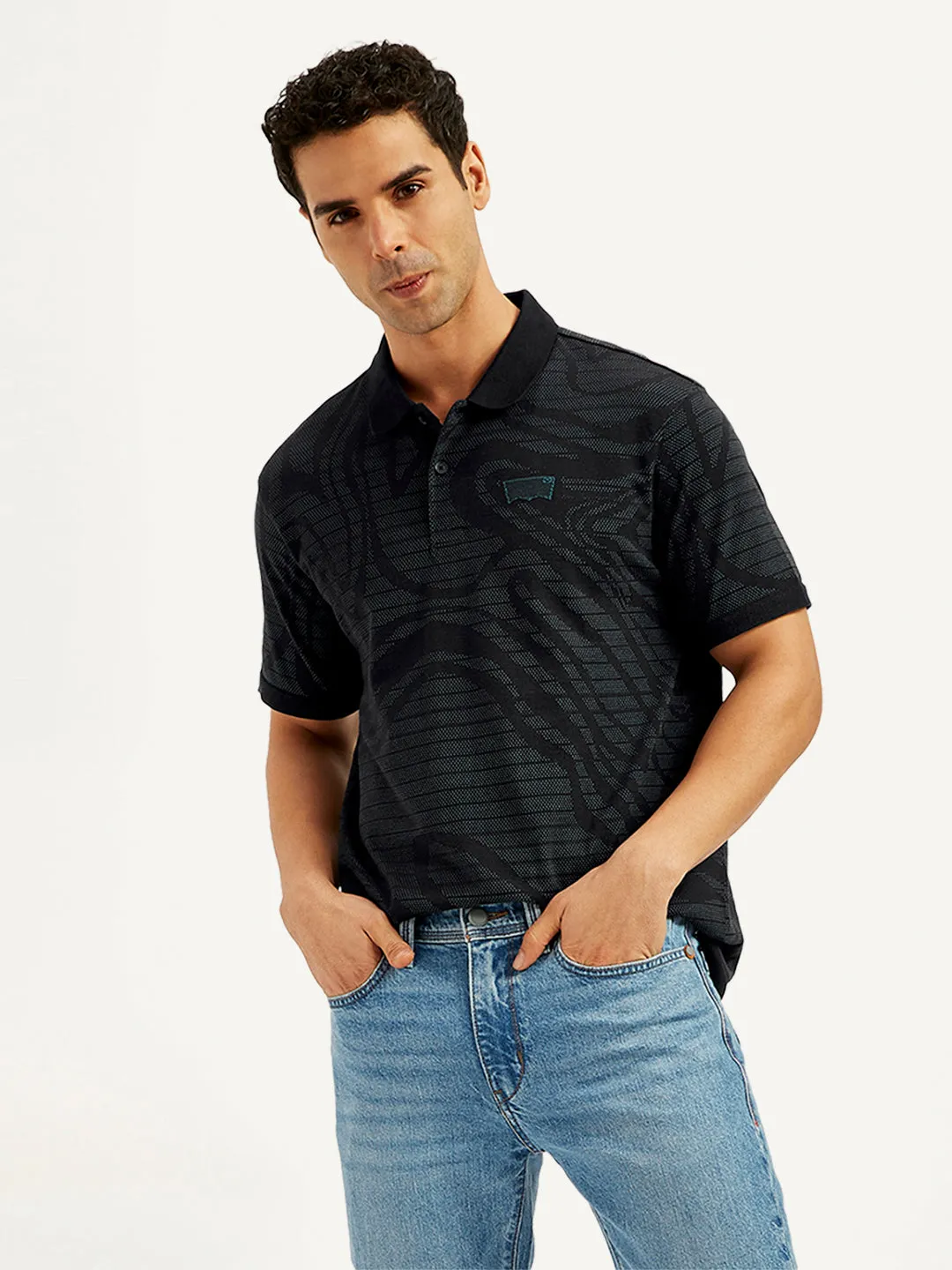 PreShrunk Cotton Blend Men's Abstract Print Slim Fit Polo T-Shirt