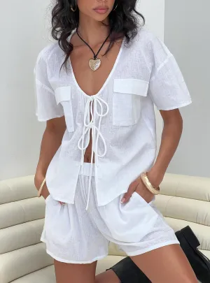 Hemenway Tie Front Set White Wave Core