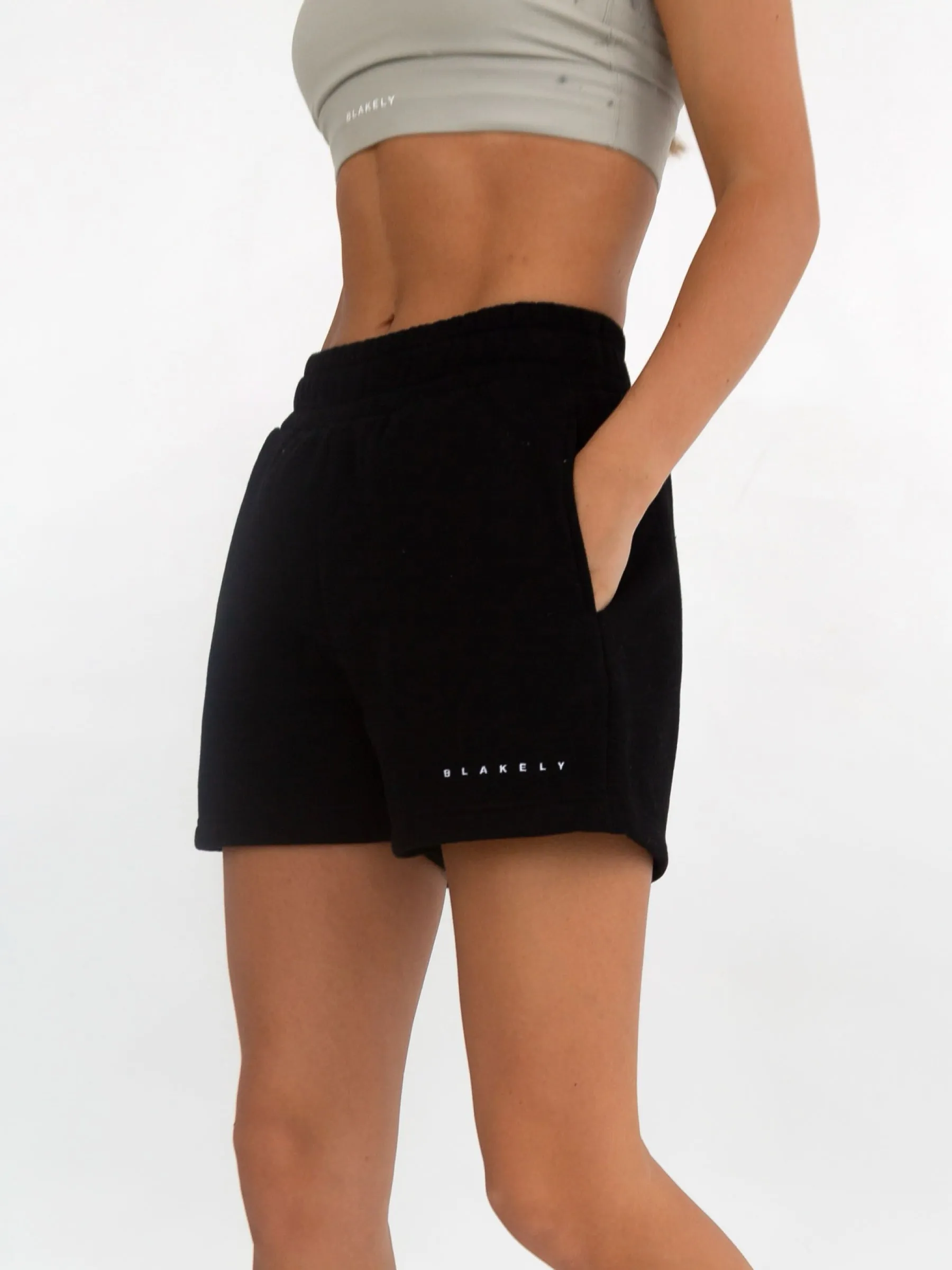 Cotton Blend Isabel Jogger Shorts - Black