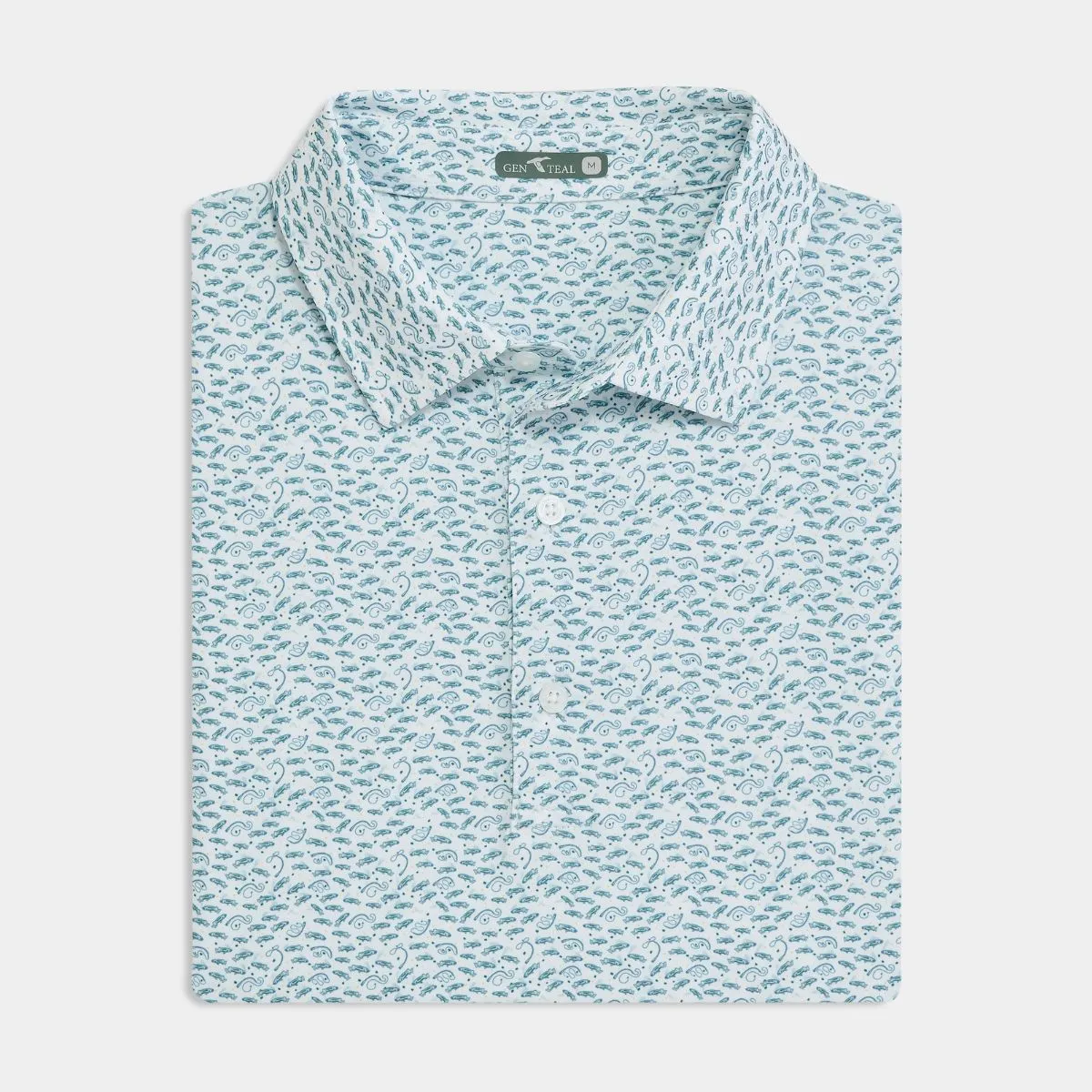 Trendy Casual Street Style Storm Blue Catch and Release Printed Performance Polo