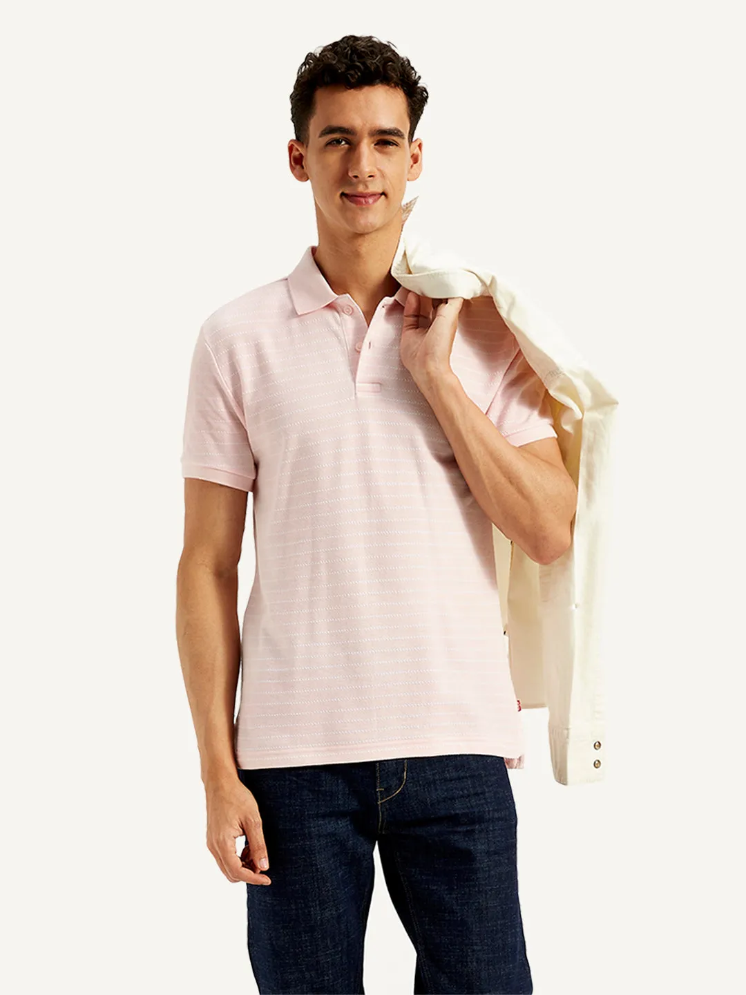 Lightweight Comfort Men's Pin Stripes Slim Fit Polo T-Shirt