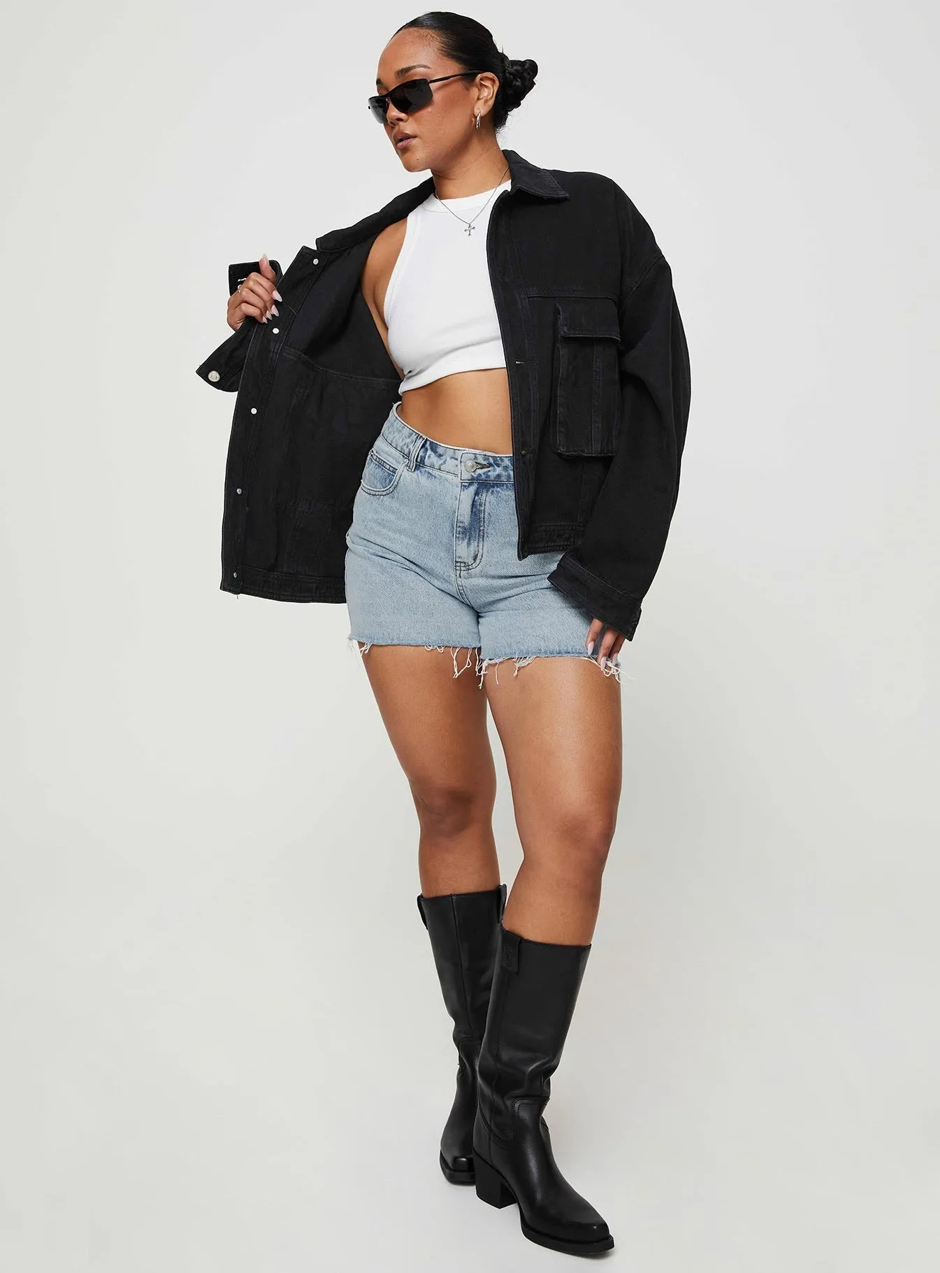 DoubleLayered HighDensity Weave Laurena Denim Shorts Lower Impact