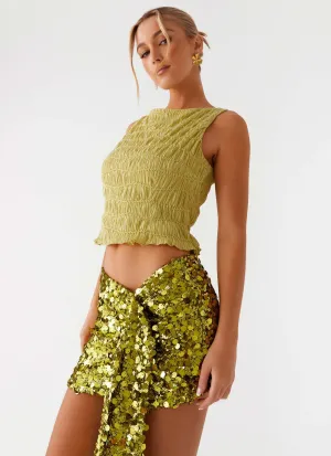 Photo Bright Lights On Sequin Mini Skirt - Olive