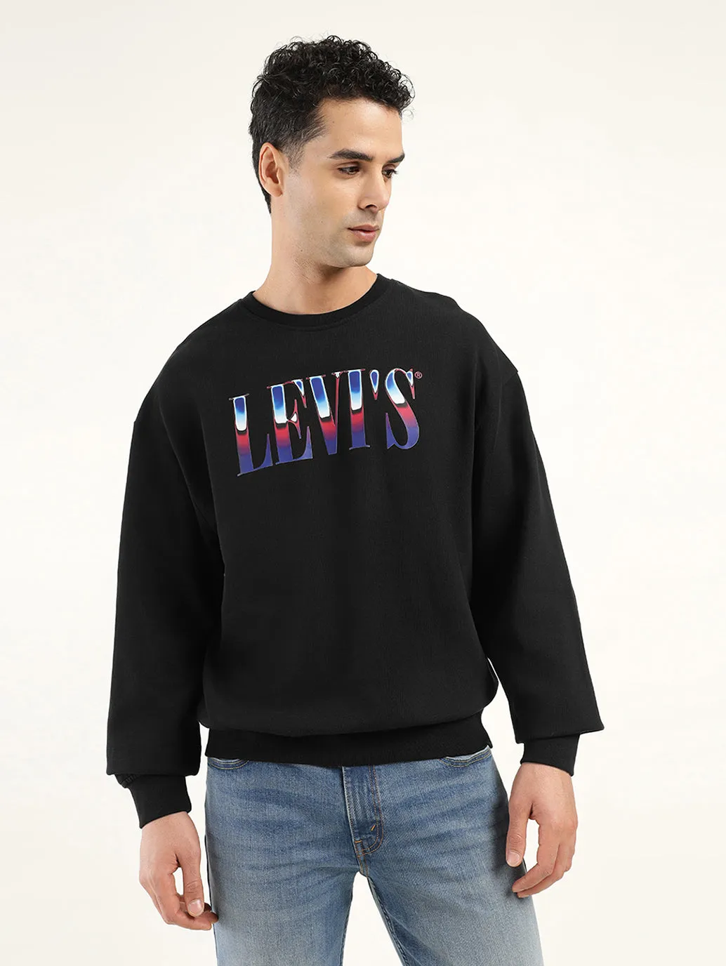 Self expression Men's Solid Black Crew Neck Sweatshirt