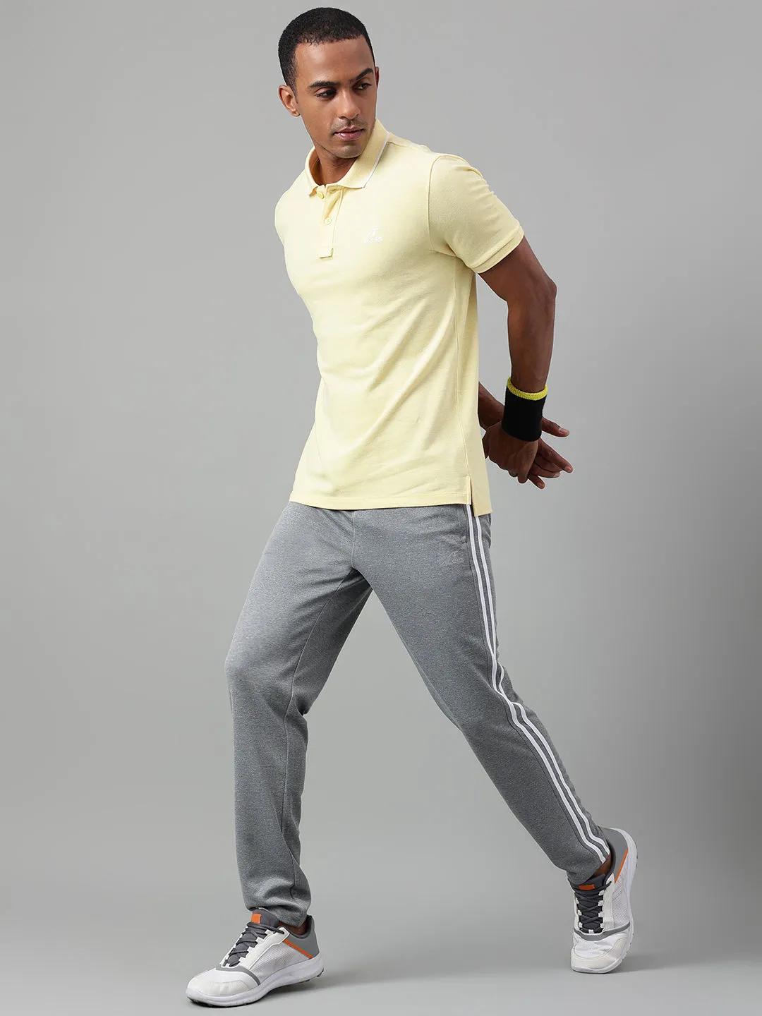 Layered Look Dressy Casual Alcis Men's Yellow Melange Soft-Touch Regular-Fit Athleisure Polo T-Shirt