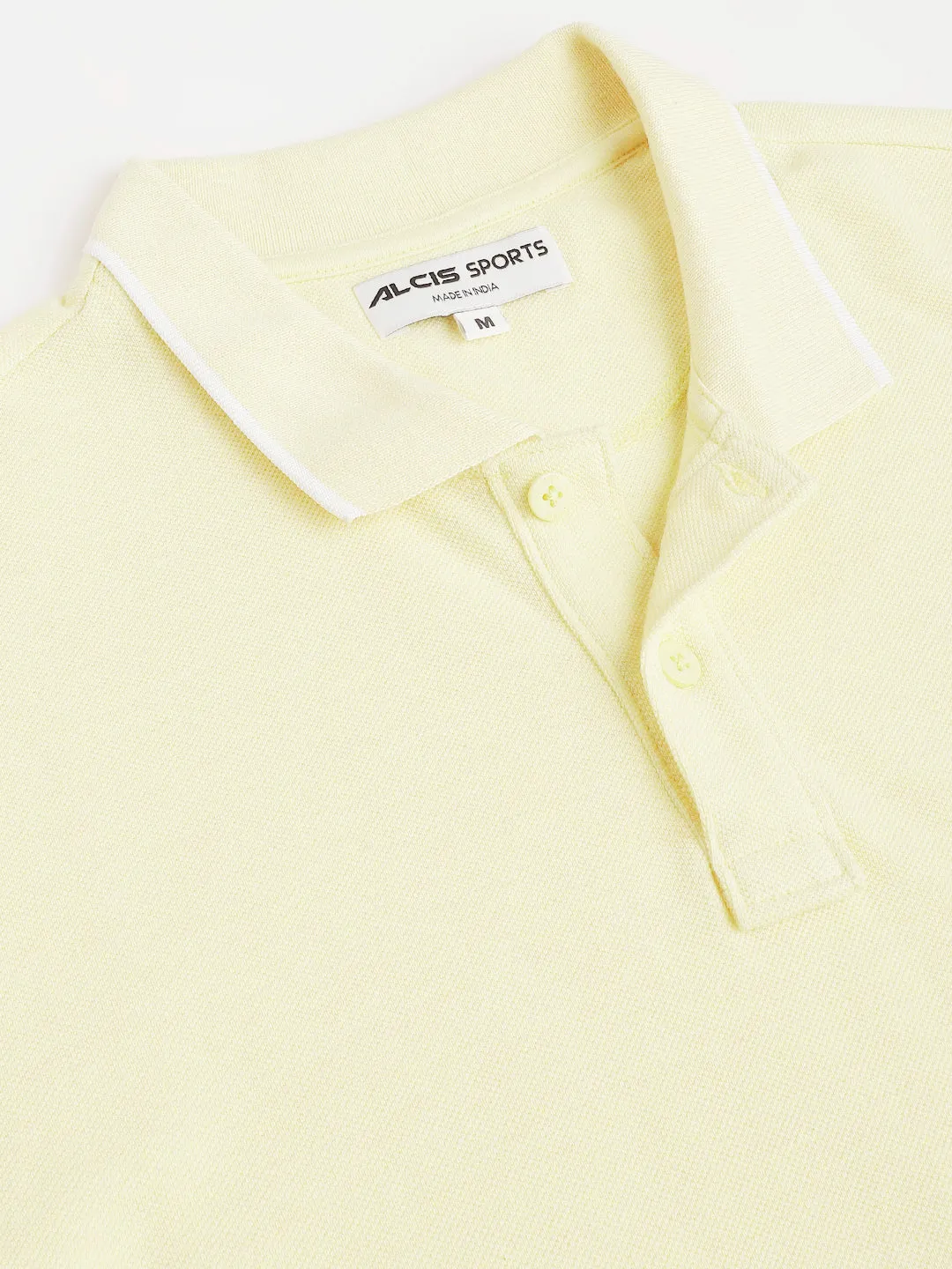 Alcis Men's Yellow Melange Soft-Touch Regular-Fit Athleisure Polo T-Shirt Corporate Dress Code QuickDry Technology